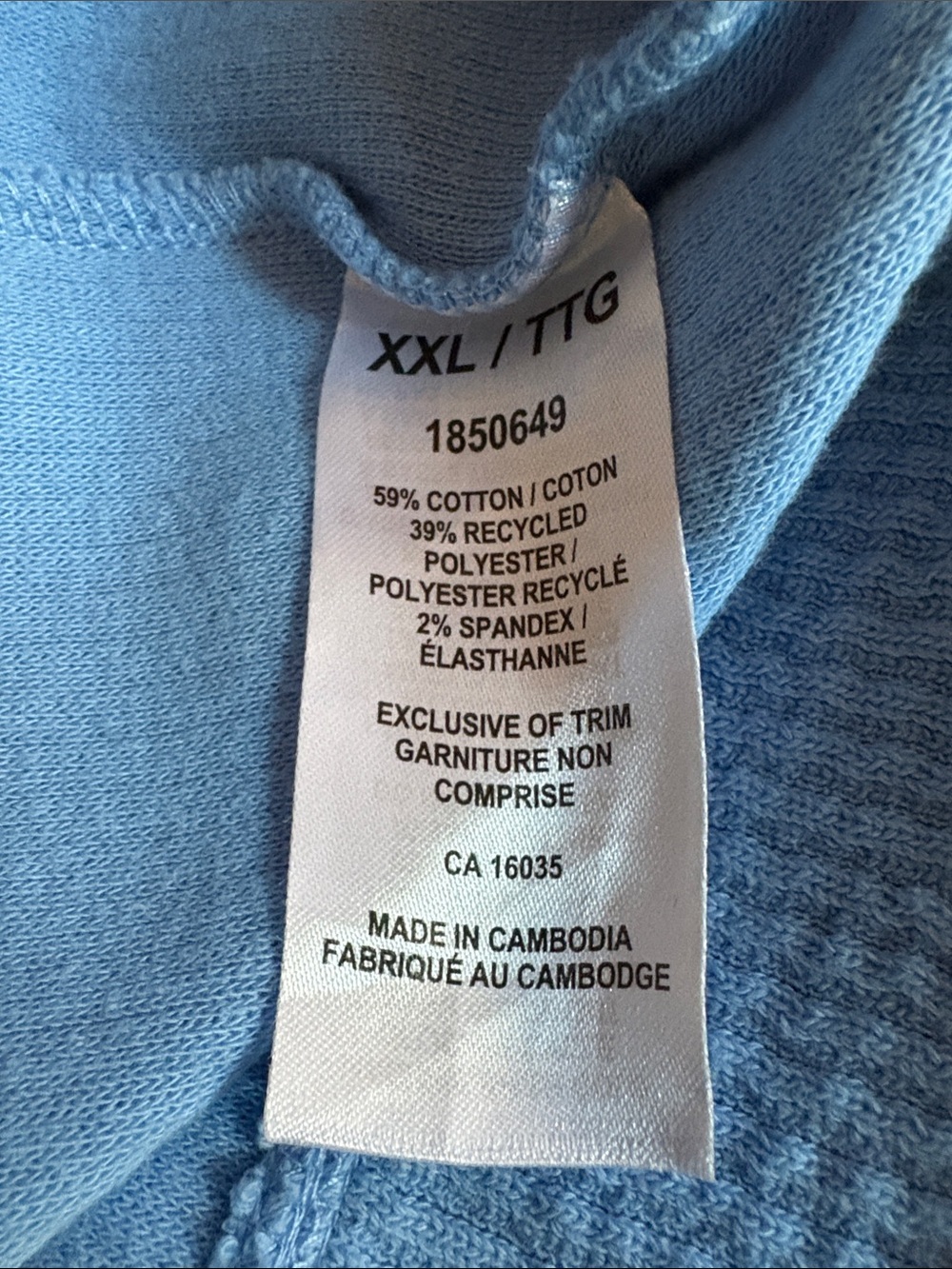 Light Blue Ribbed Zip-Up Hoodie with Drawstring Hood - Picture 6 of 7